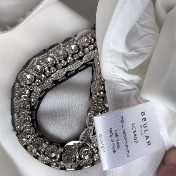 White Rhinestone embellished Bloomingdale's cocktail dress Small - Picture 14 of 17